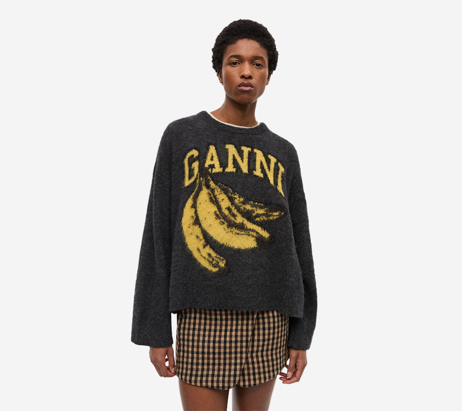 GAN-FINE BRUSHED ALPACA BANANA OVERSIZED O-NECK