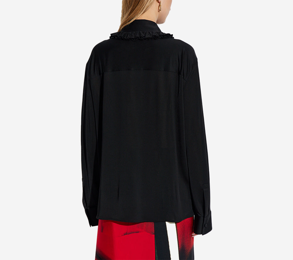 JIL-LONG SLEEVES SHIRT WITH ROUCHED CLAUDINE COLLAR AND COVERED BUTTONS