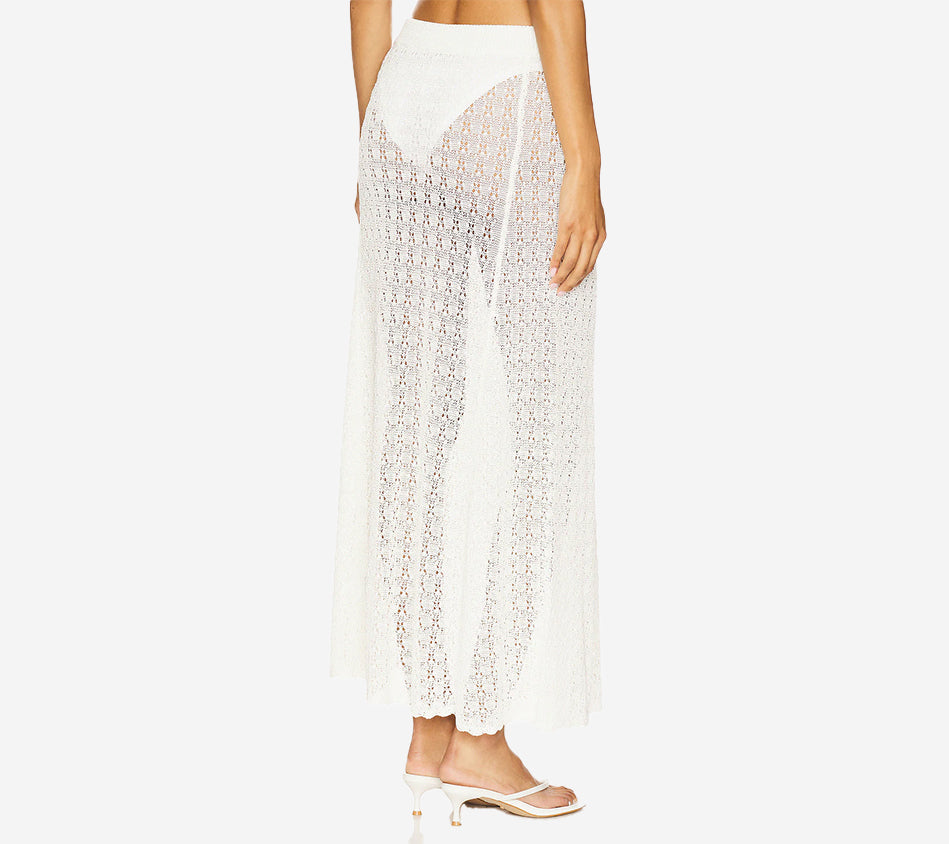 GAN-SHINY POINTELLE LONG SKIRT