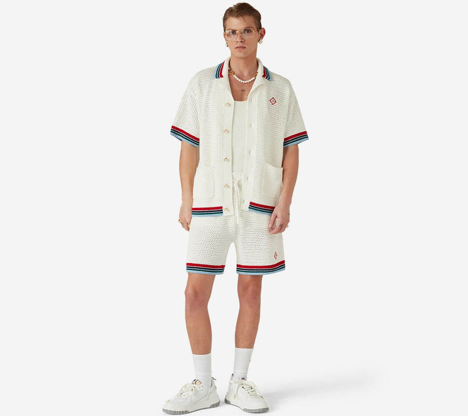 CSB-SPORTY FAUX CROCHET SHIRT