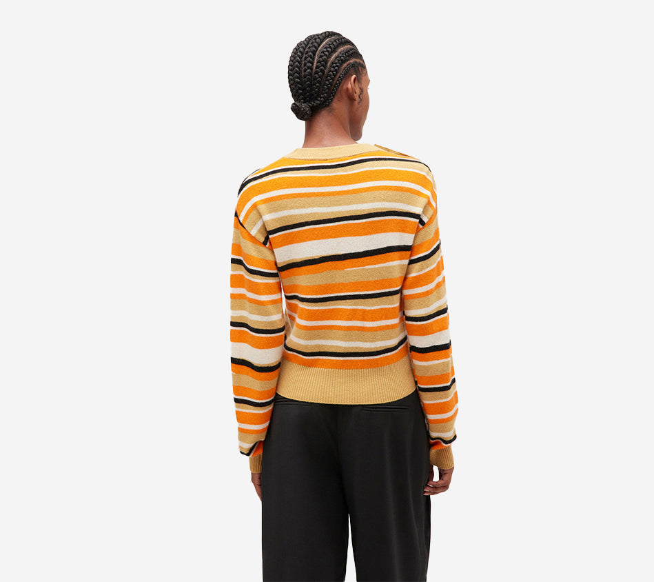 GAN-DISTRESSED STRIPE CASHMERE SWEATER