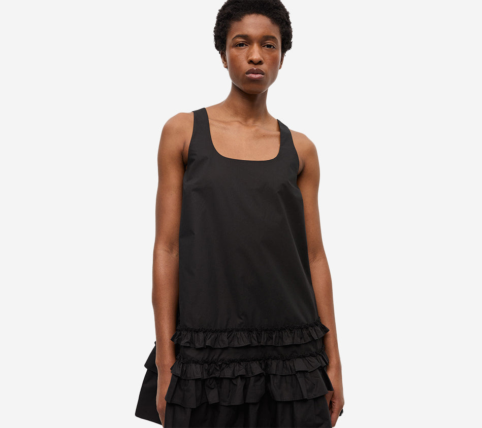 GAN-COTTON POPLIN U-NECK MINI DRESS