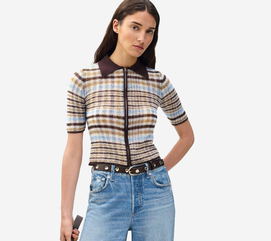 RNB-LEVA SS ZIP POLO SWEATER