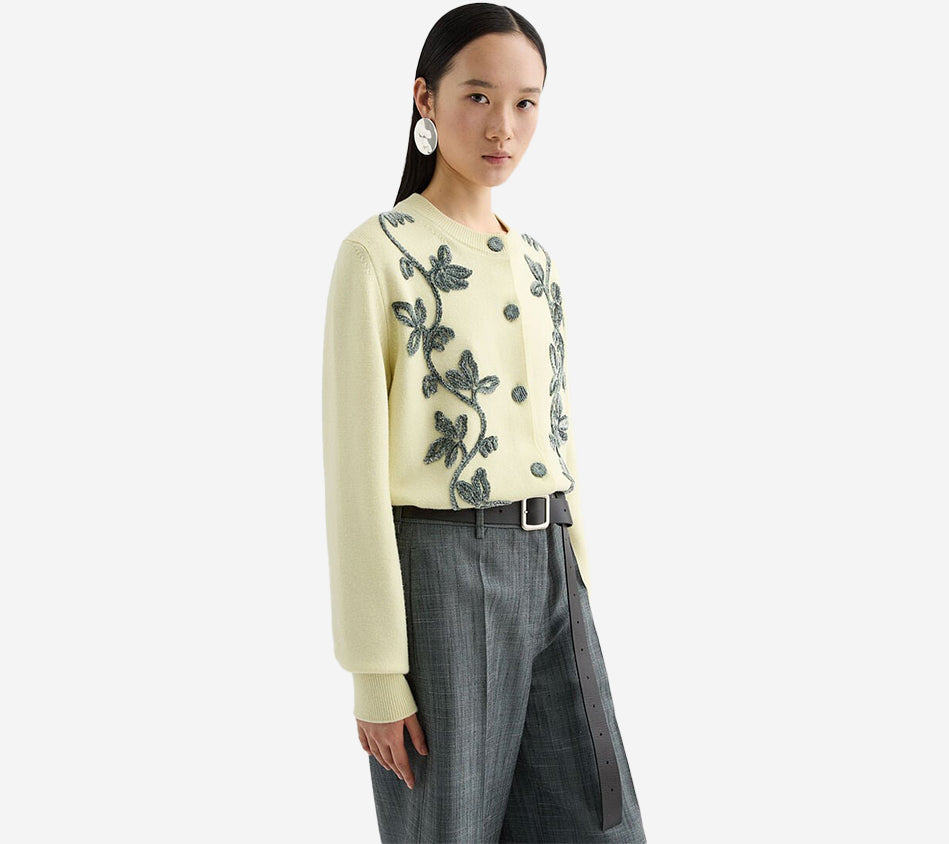 JIL-CN LS CARDIGAN W/ VELVET EMB