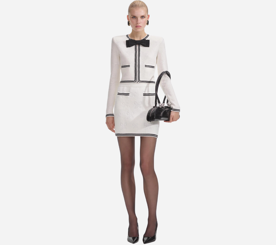 SFP-CREAM BOW JACQUARD MINI SKIRT