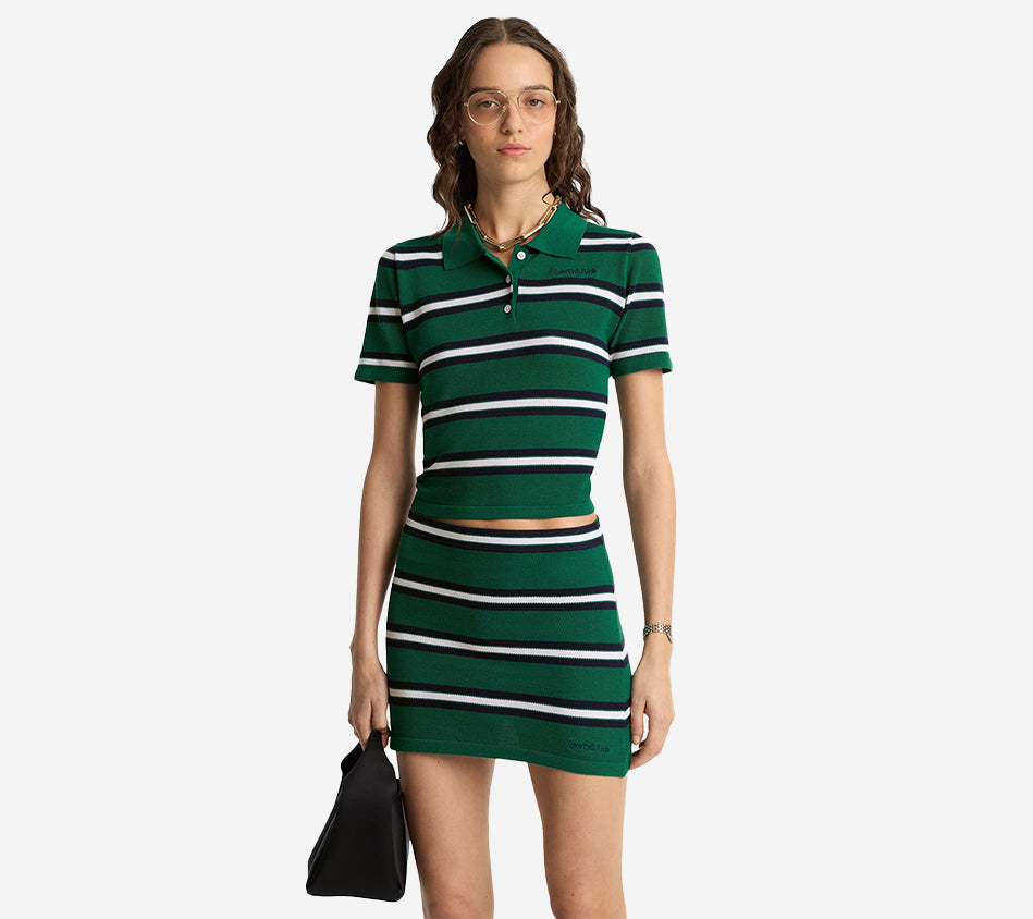 SPR-SERIF LOGO SILK PIQUE ALINE SKIRT