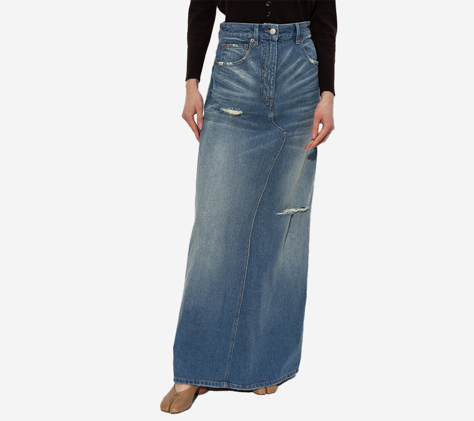 MM6-RECONSTRUCTIVE DENIM SKIRT