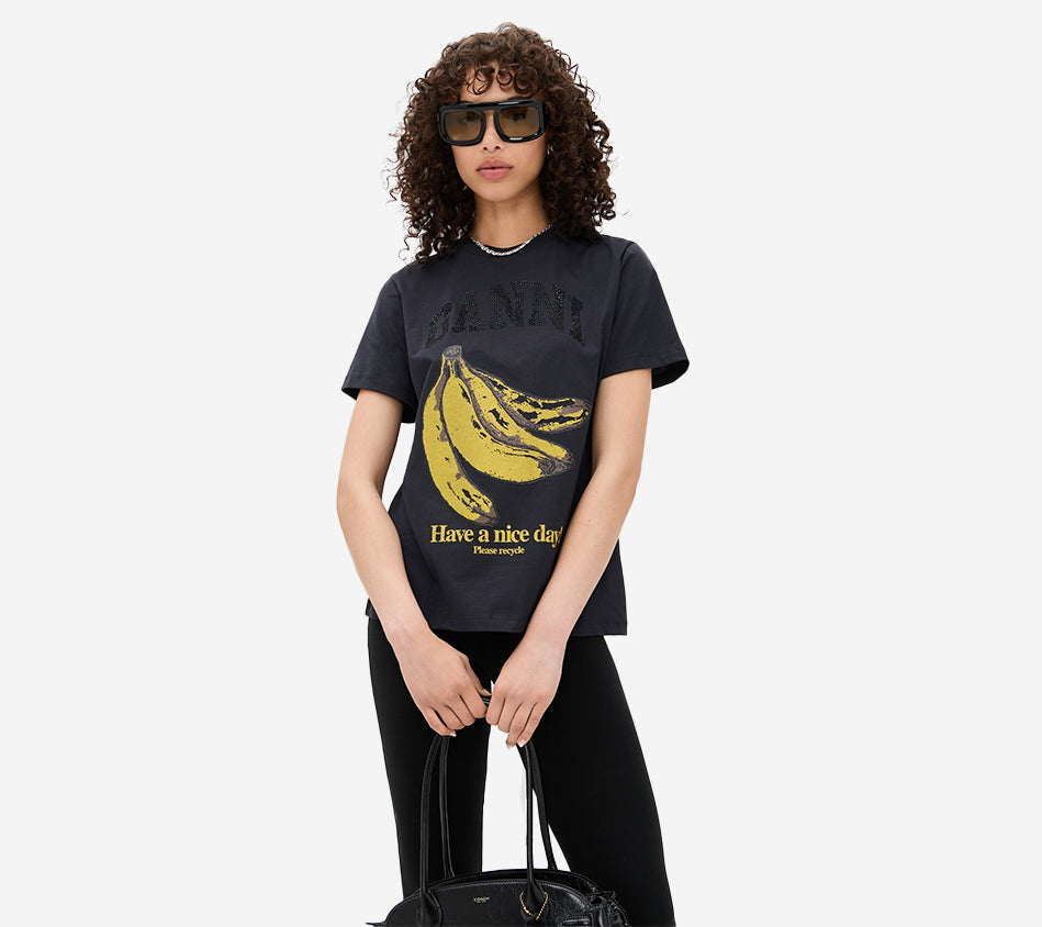 GAN-BASIC COTTON JERSEY BANANA RELAXED T-SHIRT