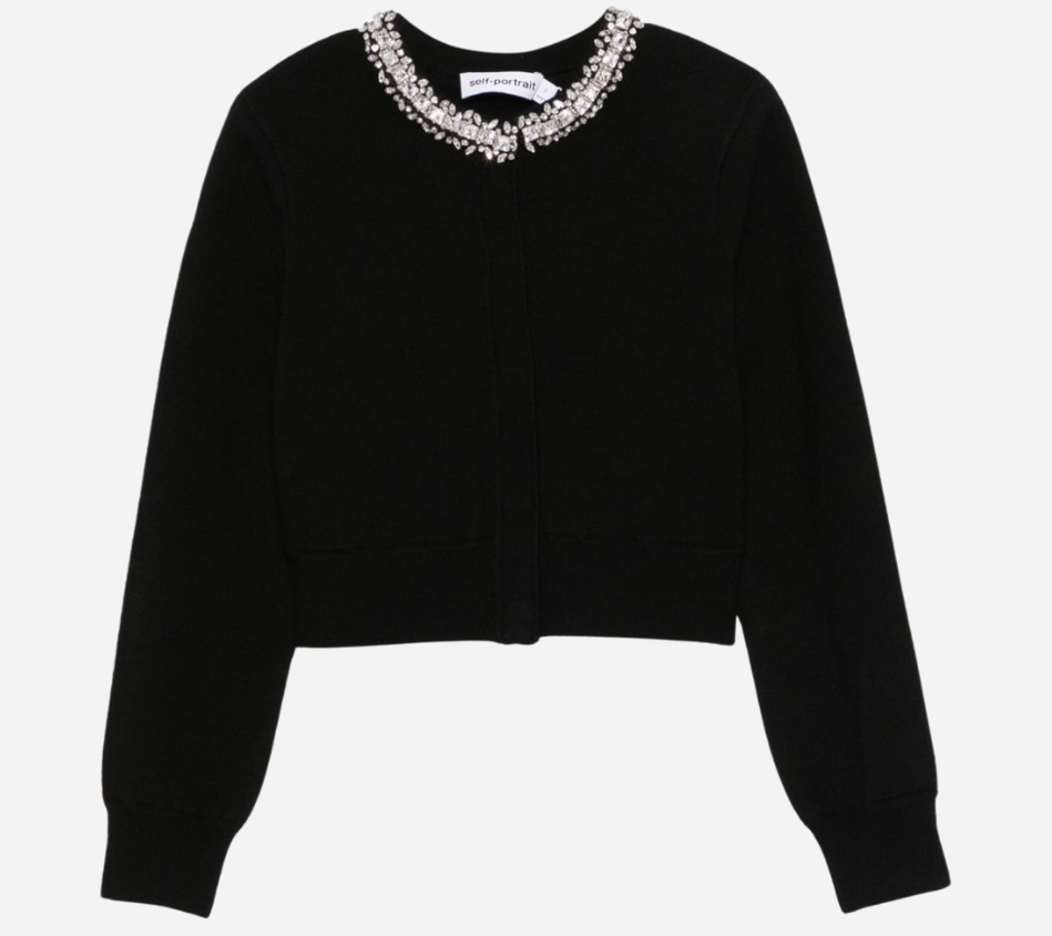 SFP-BLACK EMBELLISHED CARDIGAN