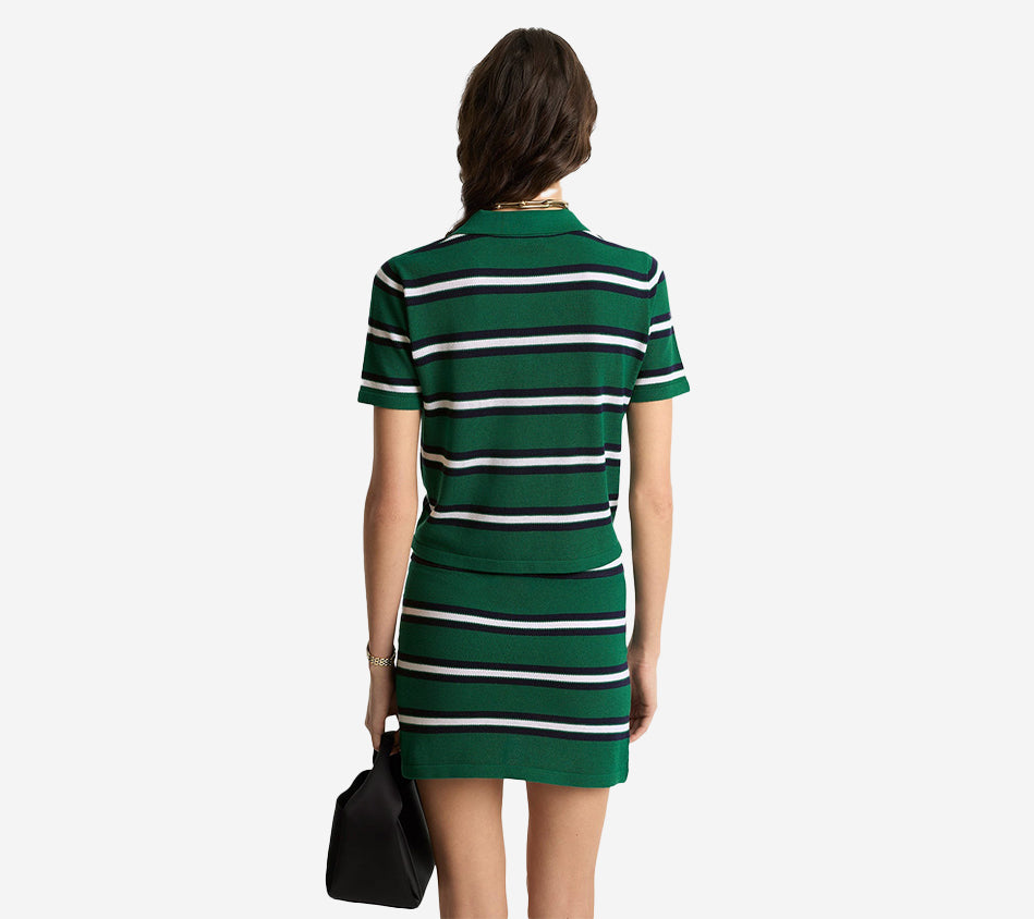 SPR-SERIF LOGO SILK PIQUE CROPPED POLO