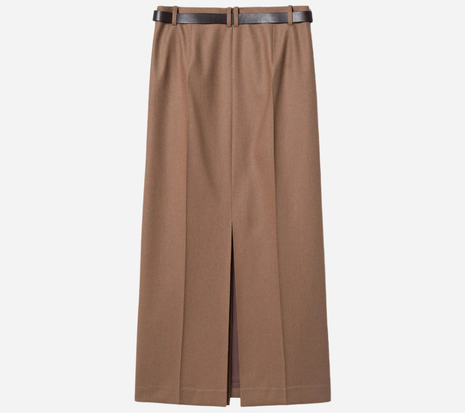 JUN-BELTED MAXI SLIT SKIRT