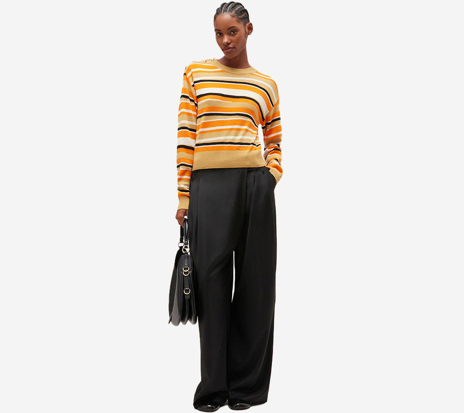 GAN-DISTRESSED STRIPE CASHMERE SWEATER