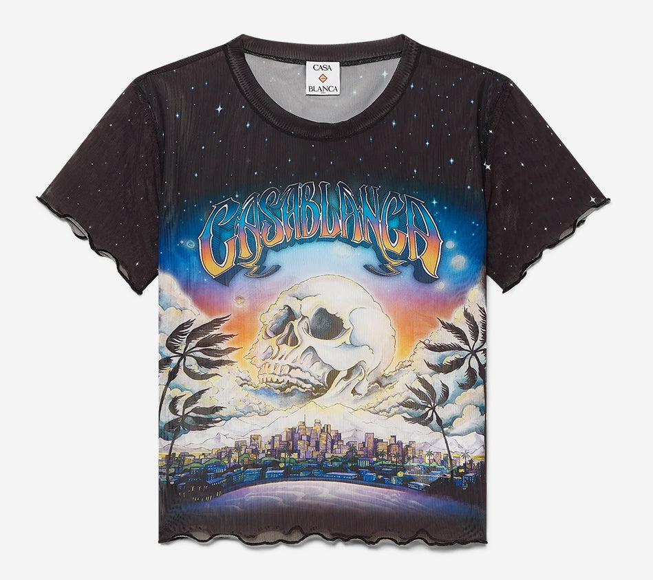 CSB-LETTUCE HEM PRINTED MESH TEE