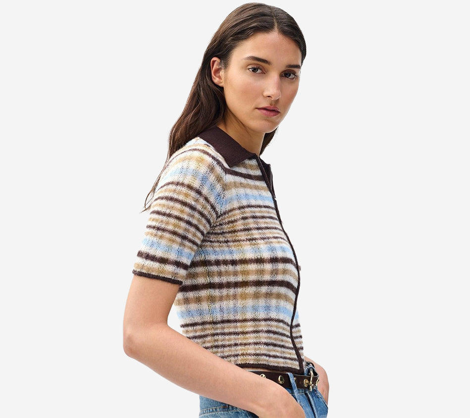 RNB-LEVA SS ZIP POLO SWEATER