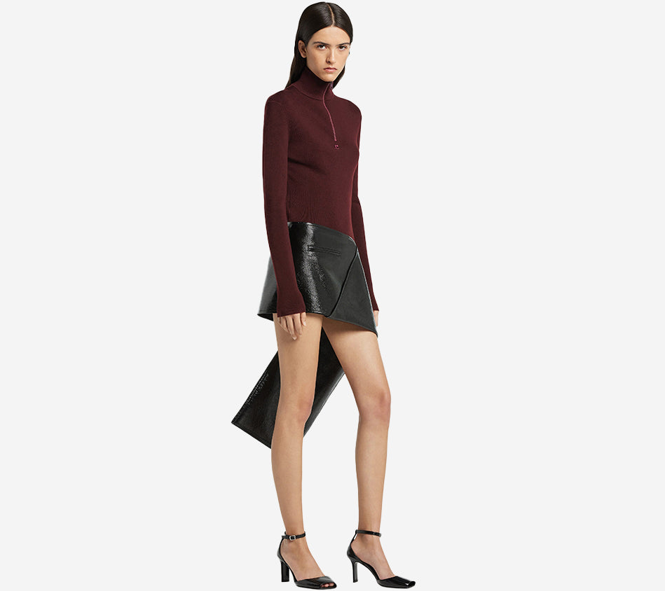 COU-ZIPPED MOCKNECK SWEATER