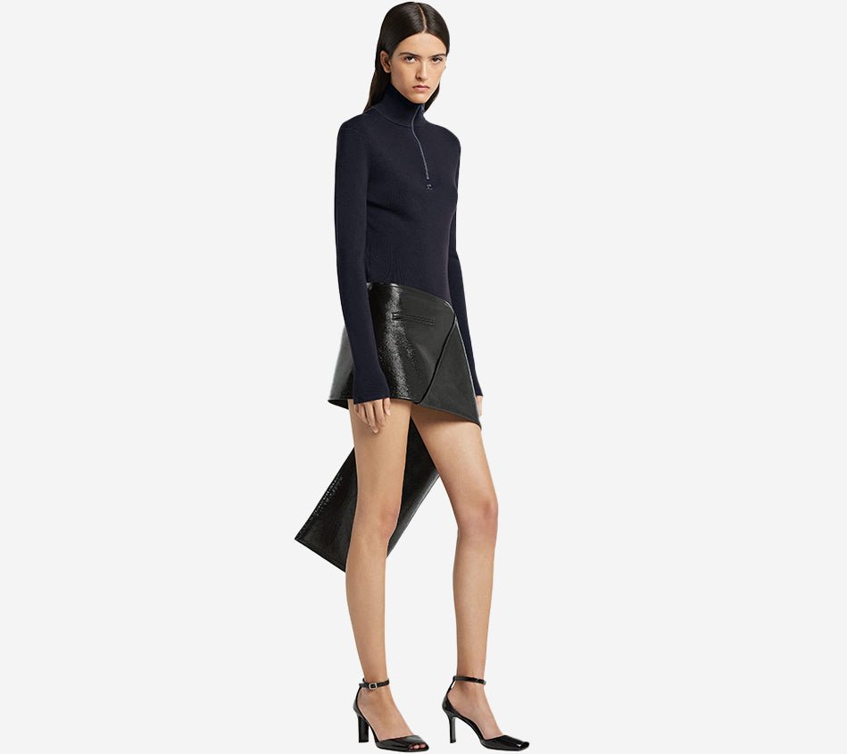 COU-ZIPPED MOCKNECK SWEATER