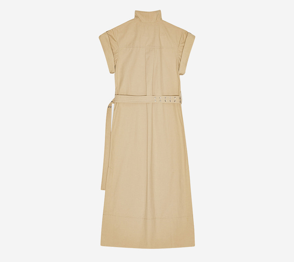 GAN-CLASSIC SUMMER SUITING COWL NECK LONG DRESS