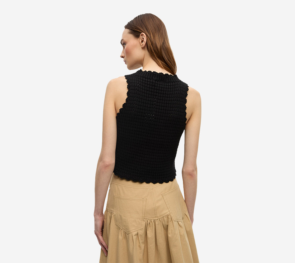 GAN-COTTON TEXTURED LACE TOP