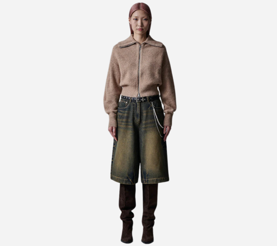 JUN-[ESSENTIAL] HAIRY HIGHT NECK CARDIGAN