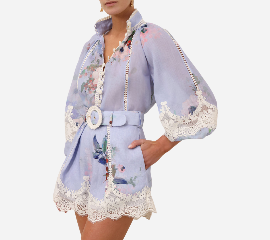 ZIM-EVERLEY LACE TRIM BLOUSE