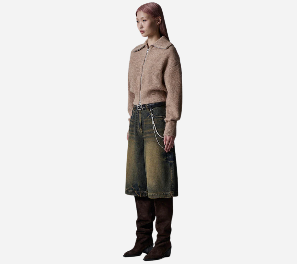 JUN-[ESSENTIAL] HAIRY HIGHT NECK CARDIGAN