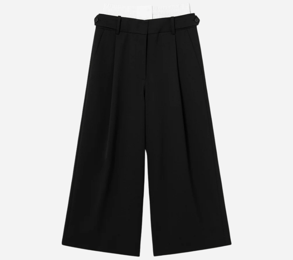 JUN-DOUBLE WAISTED TUCKED PANTS
