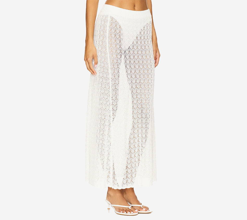 GAN-SHINY POINTELLE LONG SKIRT