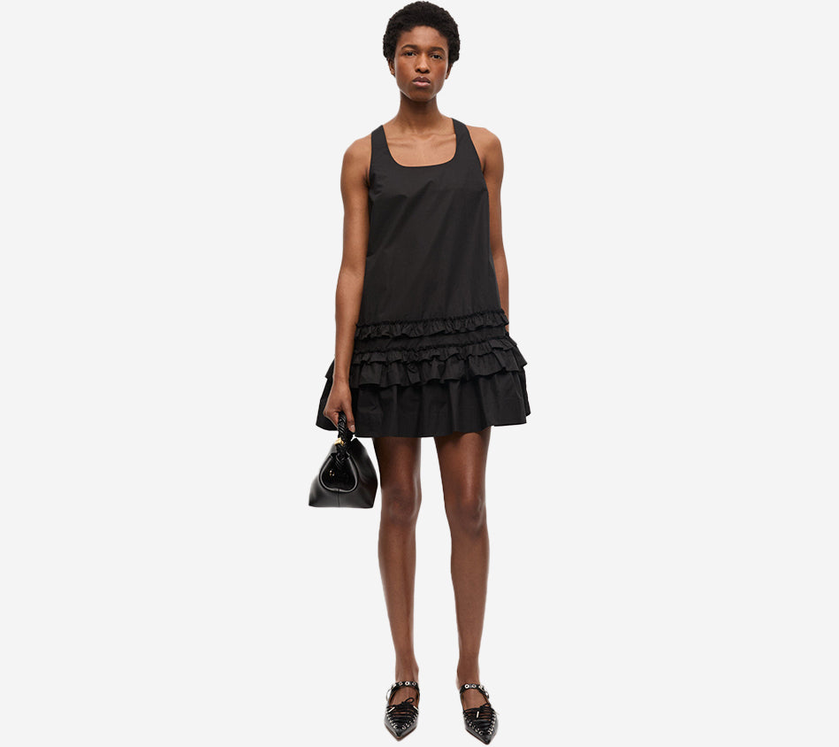 GAN-COTTON POPLIN U-NECK MINI DRESS