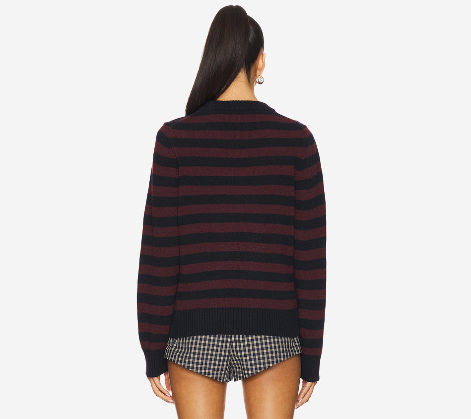 GAN-GRAPHIC WOOL MIX POODLE STRIPE CREWNECK
