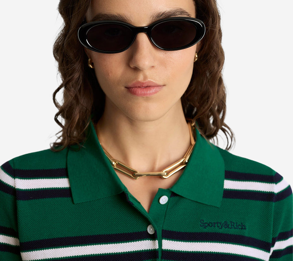 SPR-SERIF LOGO SILK PIQUE CROPPED POLO