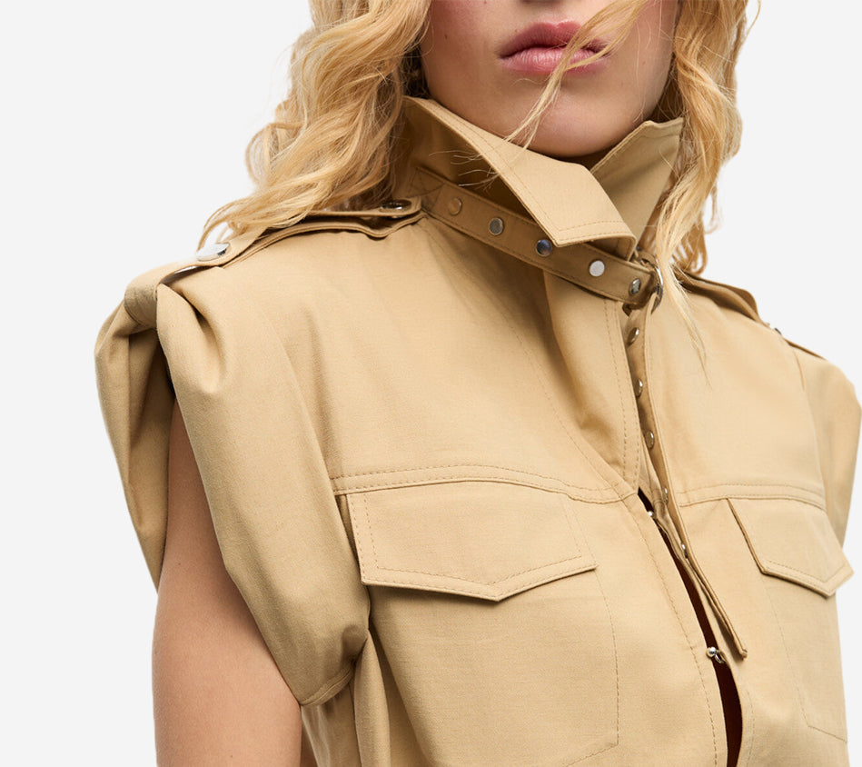 GAN-CLASSIC SUMMER SUITING COWL NECK LONG DRESS