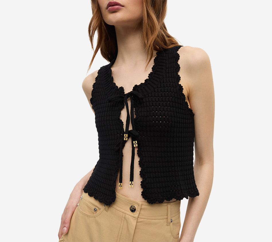 GAN-COTTON TEXTURED LACE TOP