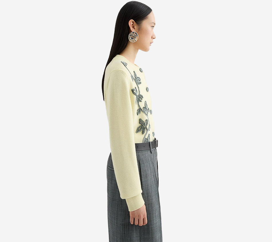 JIL-CN LS CARDIGAN W/ VELVET EMB