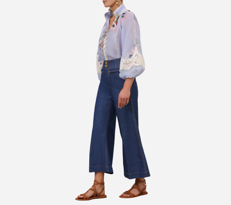 ZIM-EVERLEY LACE TRIM BLOUSE