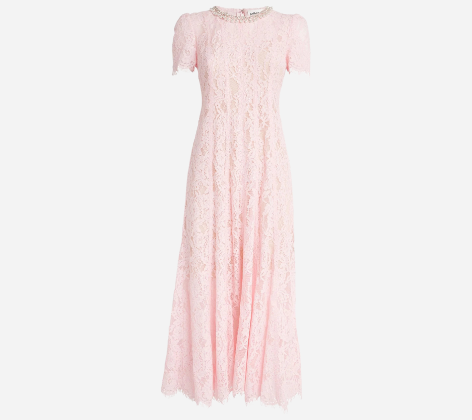 SFP-PINK LACE EMBELLISHED MIDI DRESS