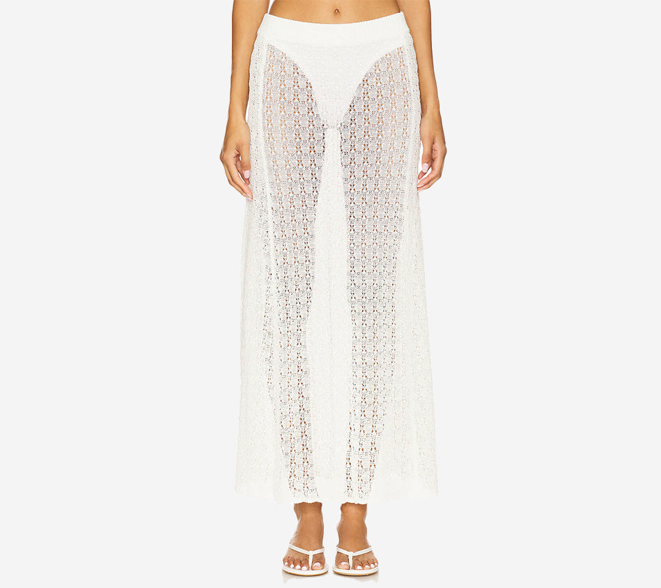 GAN-SHINY POINTELLE LONG SKIRT