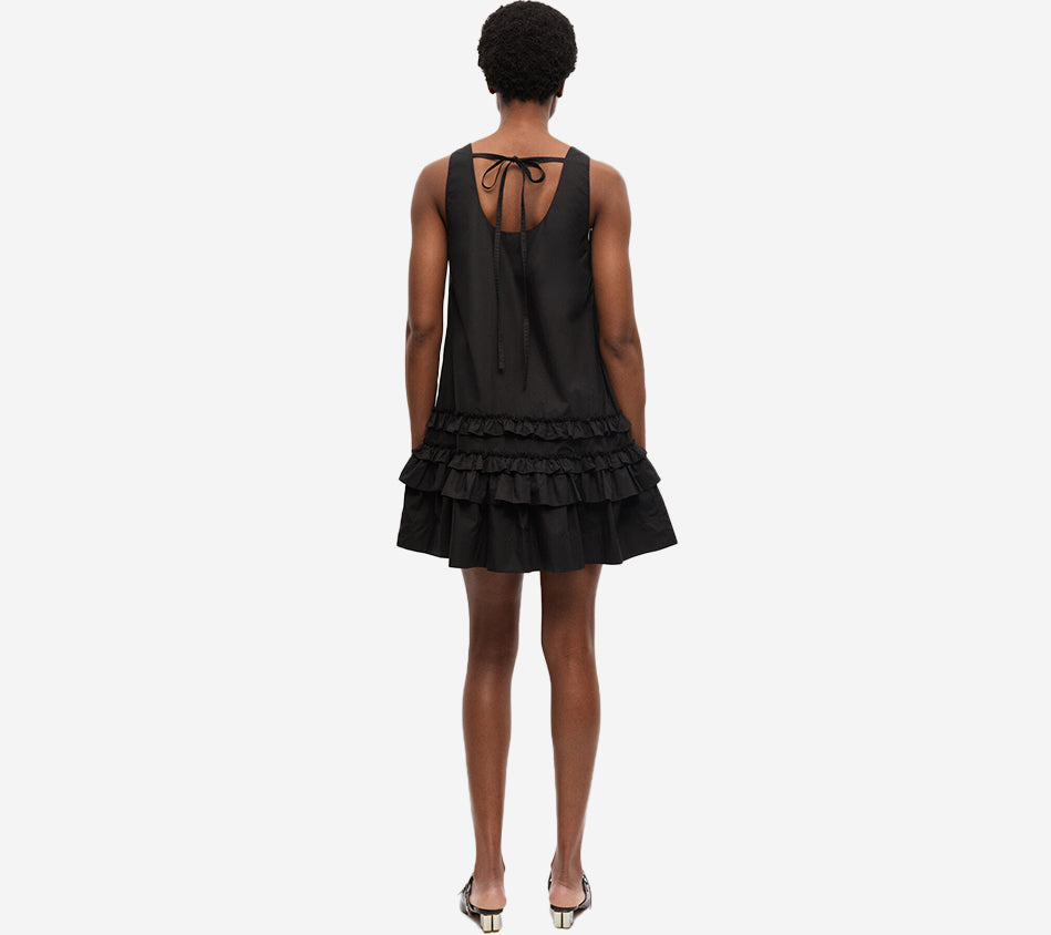 GAN-COTTON POPLIN U-NECK MINI DRESS