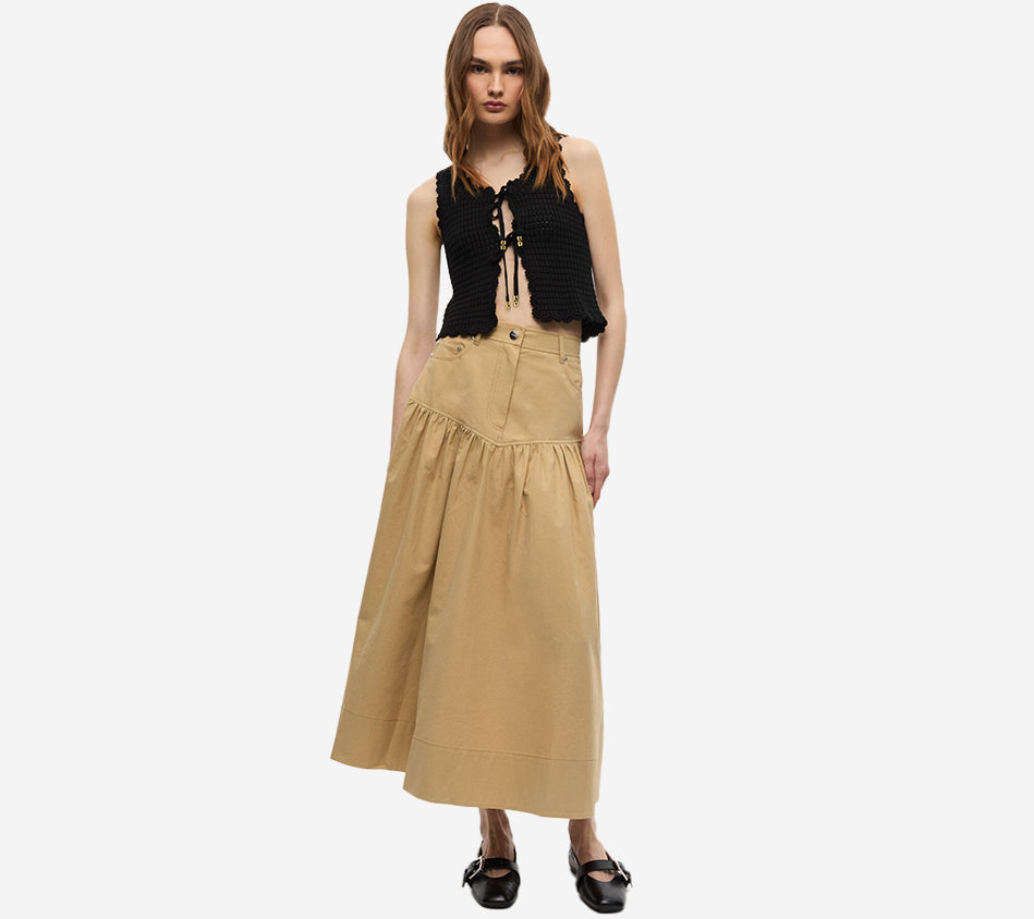 GAN-COTTON TEXTURED LACE TOP