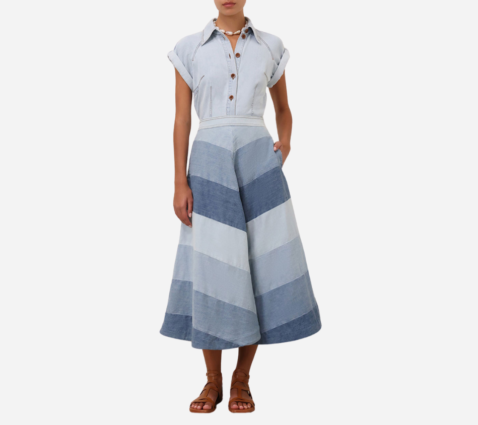 ZIM-TALLOW DENIM MIDI SKIRT