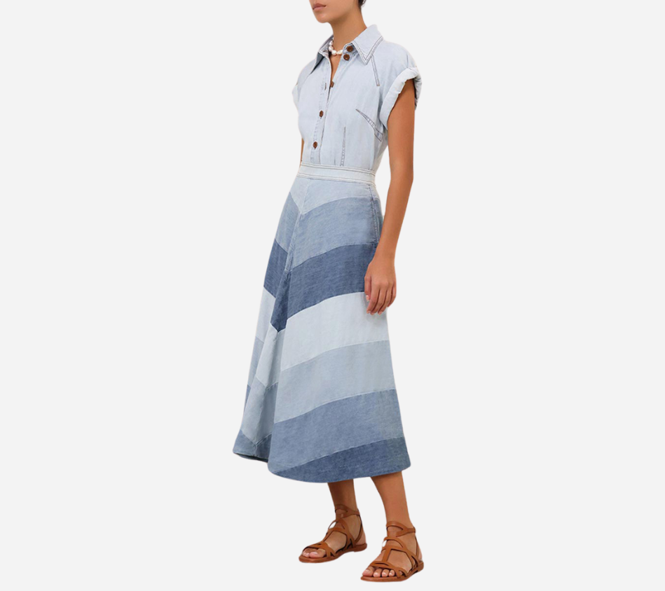 ZIM-TALLOW DENIM MIDI SKIRT
