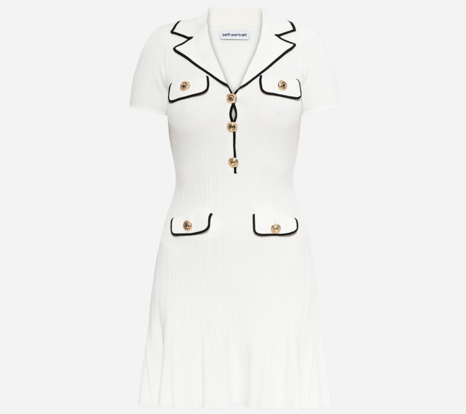 SFP-WHITE VISCOSE RIB KNIT - MINI DRESS
