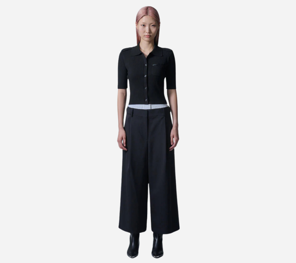 JUN-DOUBLE WAISTED TUCKED PANTS