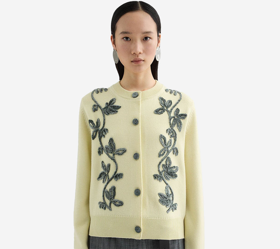 JIL-CN LS CARDIGAN W/ VELVET EMB