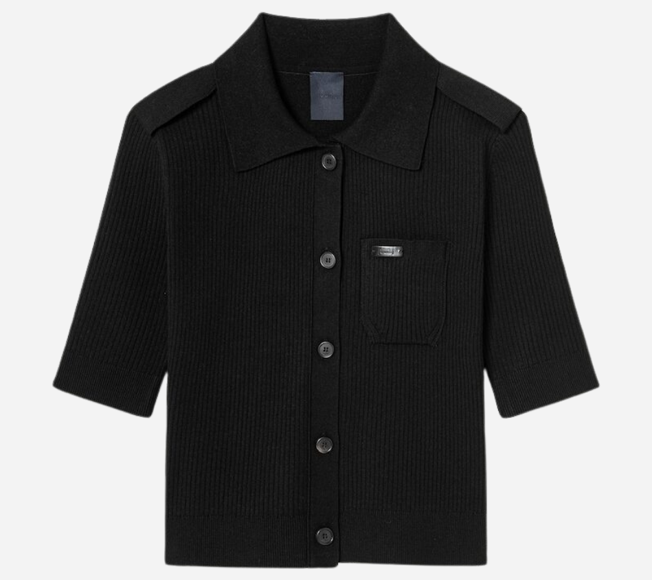 JUN-SHORT SLEEVE RIB PATTERN CARDIGAN