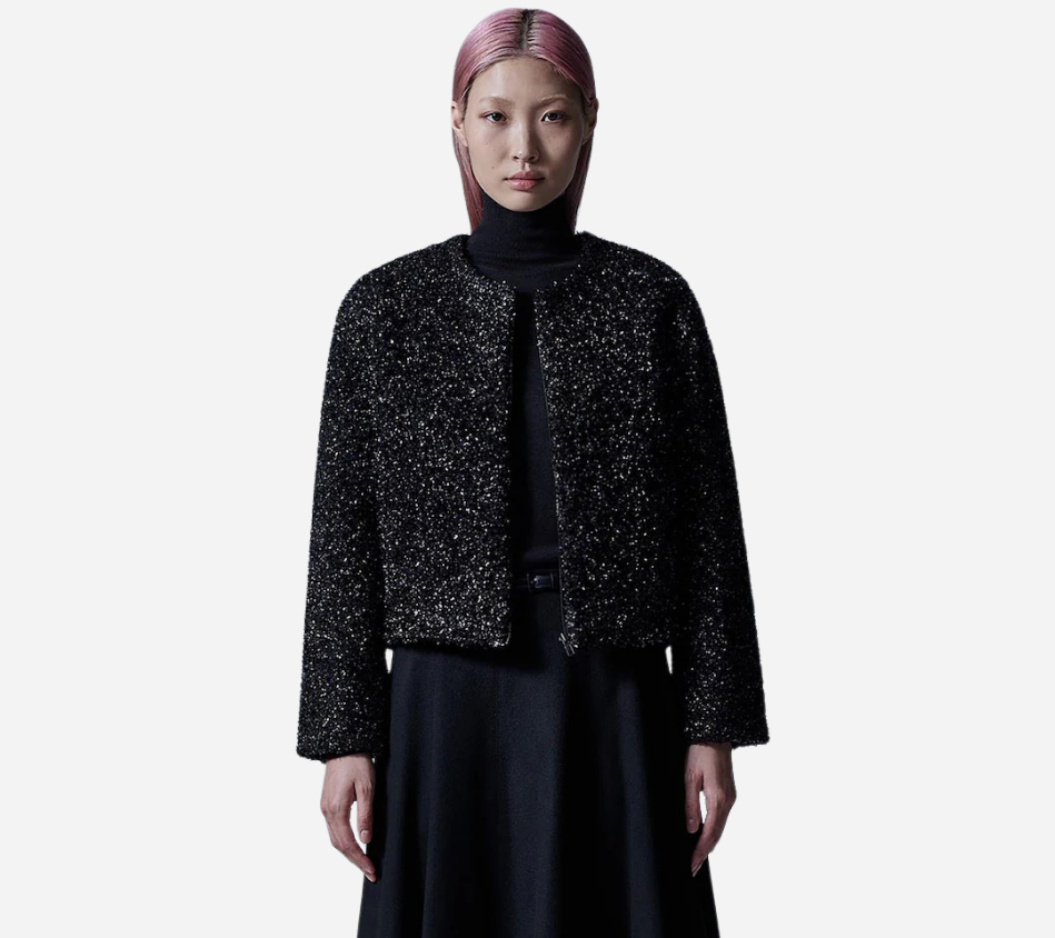 JUN-[ESSENTIAL] METAL QUILTING ZIP-UP CARDIGAN